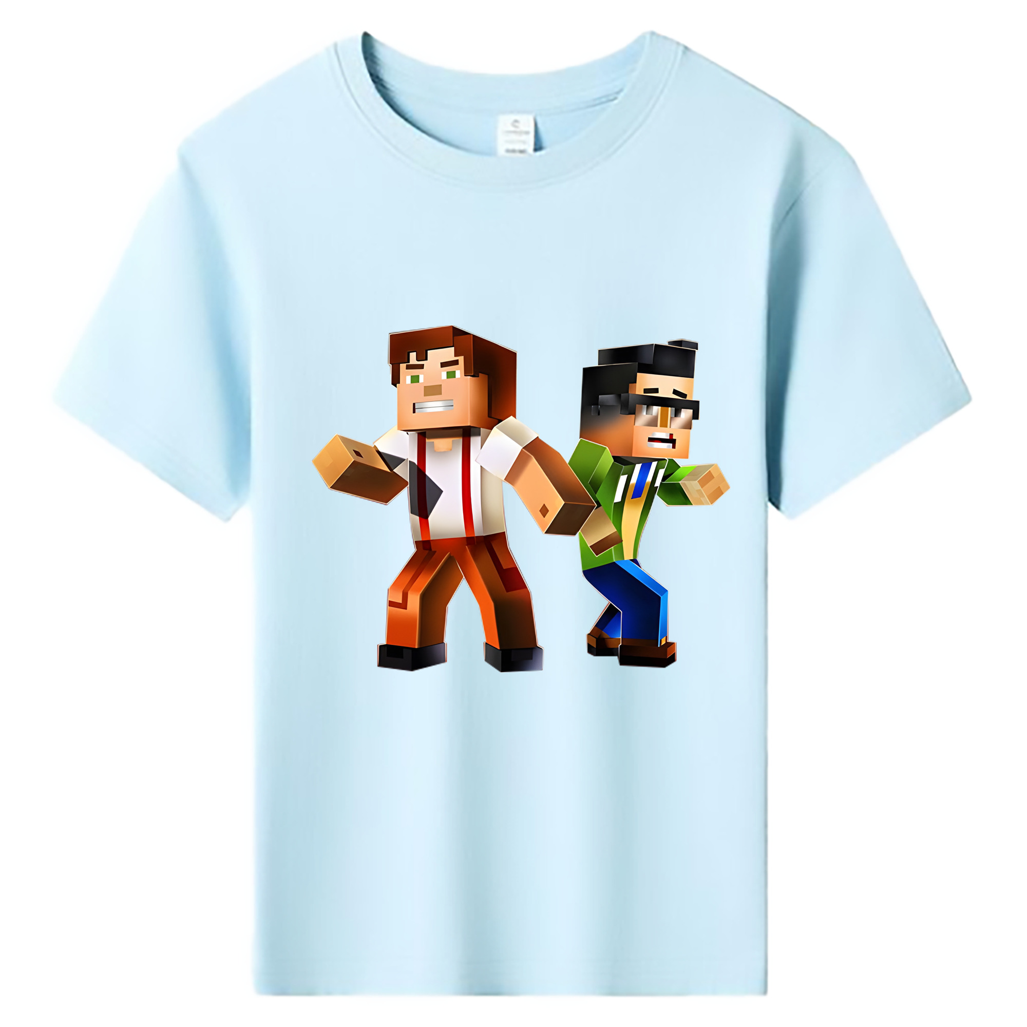（画像用） マインクラフト ブロックの世界 Minecraft MC Block world 綿100％キッズTシャツ（フロントプリント）